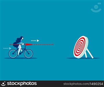 Manager determination and target. Concept business vector illustration, Ride a bicycle, Marketing, Successful.