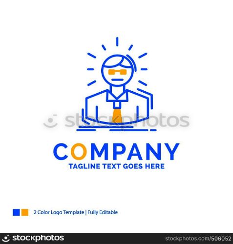 Manager, Employee, Doctor, Person, Business Man Blue Yellow Business Logo template. Creative Design Template Place for Tagline.