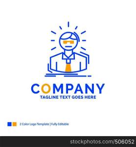 Manager, Employee, Doctor, Person, Business Man Blue Yellow Business Logo template. Creative Design Template Place for Tagline.
