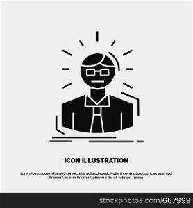 Manager, Employee, Doctor, Person, Business Man Icon. glyph vector gray symbol for UI and UX, website or mobile application. Vector EPS10 Abstract Template background