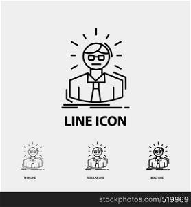 Manager, Employee, Doctor, Person, Business Man Icon in Thin, Regular and Bold Line Style. Vector illustration. Vector EPS10 Abstract Template background