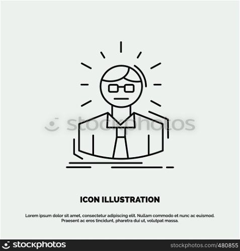 Manager, Employee, Doctor, Person, Business Man Icon. Line vector gray symbol for UI and UX, website or mobile application. Vector EPS10 Abstract Template background