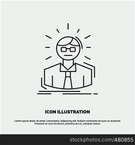 Manager, Employee, Doctor, Person, Business Man Icon. Line vector gray symbol for UI and UX, website or mobile application. Vector EPS10 Abstract Template background
