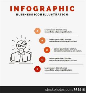 Manager, Employee, Doctor, Person, Business Man Infographics Template for Website and Presentation. Line Gray icon with Orange infographic style vector illustration. Vector EPS10 Abstract Template background