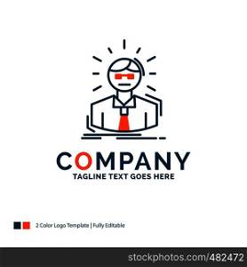 Manager, Employee, Doctor, Person, Business Man Logo Design. Blue and Orange Brand Name Design. Place for Tagline. Business Logo template.