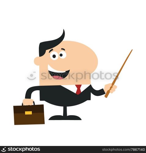 Manager Holding A Pointer Stick.Flat Style