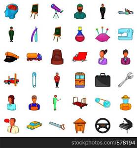 Manager icons set. Cartoon style of 36 manager vector icons for web isolated on white background. Manager icons set, cartoon style