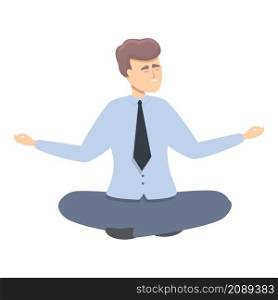 Manager meditation icon cartoon vector. Work concentration. Zen mind. Manager meditation icon cartoon vector. Work concentration