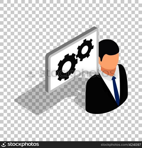 Manager of car service center isometric icon 3d on a transparent background vector illustration. Manager of car service center isometric icon