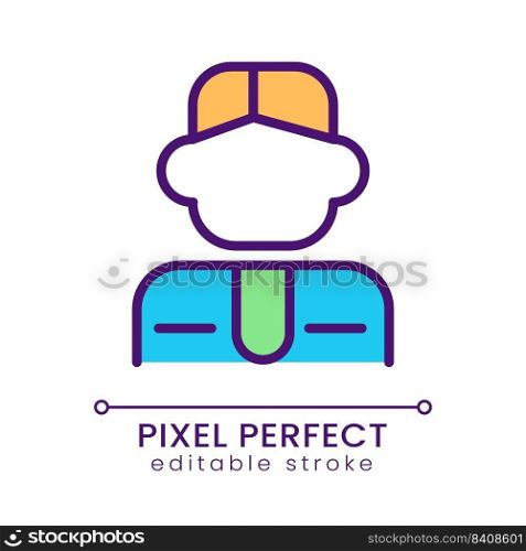 Manager pixel perfect RGB color icon. Company employee. Business specialist. Office worker Isolated vector illustration. Simple filled line drawing. Editable stroke. Poppins font used. Manager pixel perfect RGB color icon
