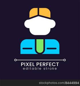 Manager pixel perfect RGB color icon for dark theme. Company employee. Business specialist. Office worker Simple filled line drawing on night mode background. Editable stroke. Poppins font used. Manager pixel perfect RGB color icon for dark theme
