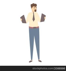 Manager seeking job icon cartoon vector. Work search. Business employee. Manager seeking job icon cartoon vector. Work search