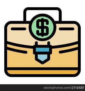 Manager suitcase icon. Outline manager suitcase vector icon color flat isolated. Manager suitcase icon color outline vector