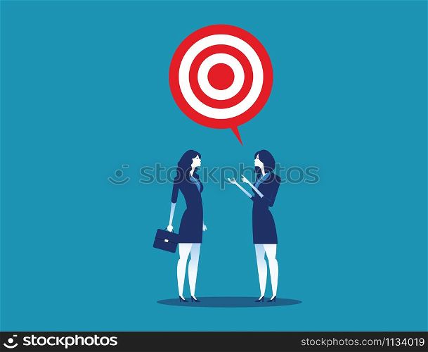 Manager talk with target to success. Concept business vector illustration.