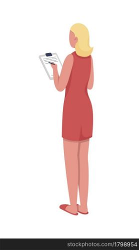 Manageress controlling work process semi flat color vector character. Standing figure. Full body person on white. Secretary isolated modern cartoon style illustration for graphic design and animation. Manageress controlling work process semi flat color vector character