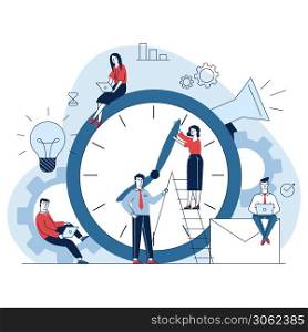 Managers adjusting clock hands time management