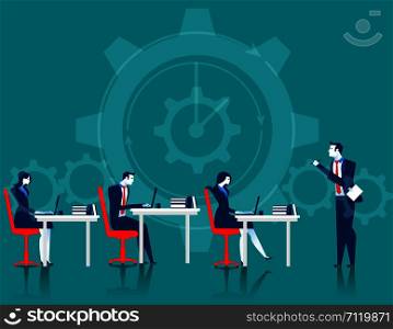 Managers control business people. Concept business illustration. Vector flat