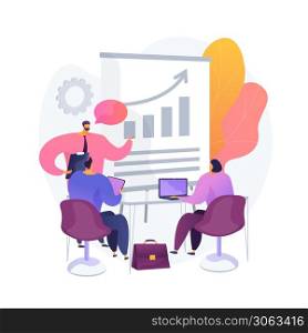 Managers meeting. Business mentorship, workers conference, company strategy discussion. Mentor teaching employees. Teamwork and cooperation. Vector isolated concept metaphor illustration. Managers workshop vector concept metaphor