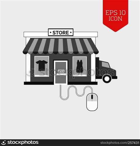 Managing online shop concept icon. Flat design gray color symbol. Modern UI web navigation, sign. Illustration element