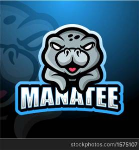 Manatee mascot esport logo design