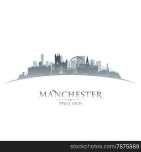Manchester England city skyline silhouette. Vector illustration