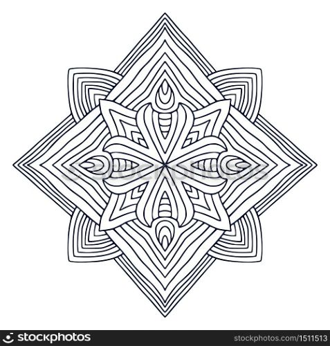 Mandala art design. Coloring book page. Hand drawn mandala for interior print. Black and white illustration. Mandala art design. Coloring book page. Hand drawn mandala for interior print