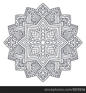 Mandala art design. Coloring book page. Hand drawn mandala for interior print. Black and white illustration. Mandala art design. Coloring book page. Hand drawn mandala for interior print