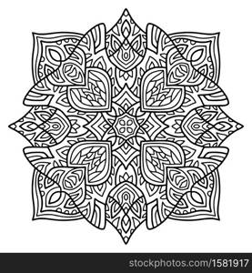 Mandala design. Simple rounded ornament. Coloring book page. Hand drawn mandala. Mandala design. Simple rounded ornament. Coloring book page. Hand drawn mandala.