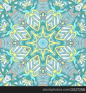 Mandala doodle art decorated background. Abstract geometric ethnic seamless pattern ornamental. Abstract ornamental textile design. Ethnic seamless pattern.