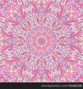 Mandala doodle lines decorated background. Abstract geometric tiled boho ethnic seamless pattern ornamental. Hand drawn hipster tangle graphic print. Cute pink Seamless abstract tiled pattern vector web background