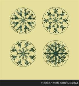 Mandala ethnic ornamental set. Isolated vector illustration.. Mandala ethnic ornamental set. Isolated vector