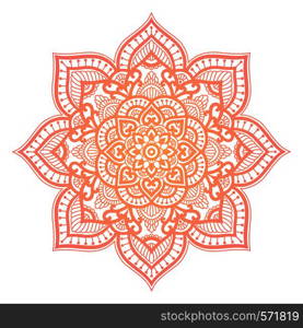 Mandala. Ethnic round ornament. Hand drawn indian motif. Mehendi meditation yoga henna theme. Unique red floral print. Mandala. Ethnic round ornament. Hand drawn indian motif. Mehendi meditation yoga henna theme. Unique red floral print.