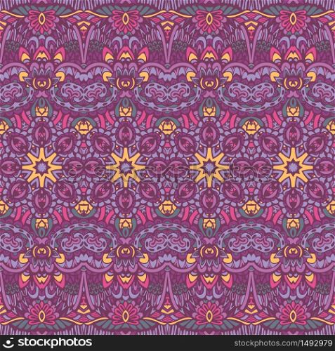 Mandala festival art seamless pattern. Ethnic geometric print. Colorful repeating background texture. Fabric, cloth design, wallpaper, wrapping. Vector seamless pattern ethnic tribal geometric psychedelic colorful print