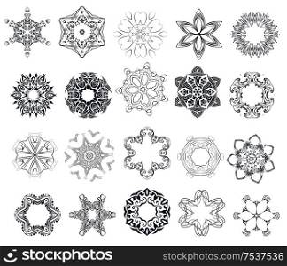 Mandala for design, birthday and other holiday snowflake, kaleidoscope mandala, medallion, yoga, india. Ornament round set with mandala