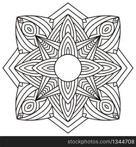 Mandala. Hand drawn design. Coloring book page. Vector. Mandala design. Coloring book page