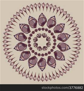 Mandala made of Seashells. Vector decorative background.