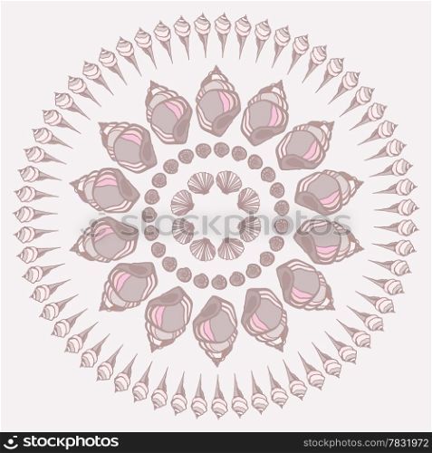 Mandala made of Seashells. Vector decorative background.