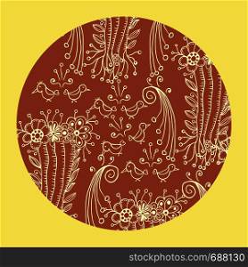Mandala ornament in circle round shape. Decorative colored doodles in zentangle style. Vector template