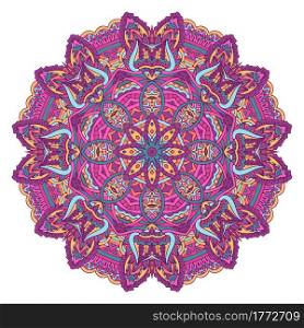 Mandala ornamental motif abstract geometric design. Vector boho psychdedlic colors print. Mandala vector seamless pattern mandala art. Flower medallion print.