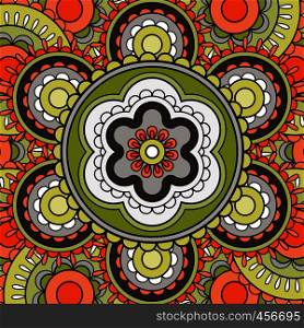 Mandala pattern colored greeting card. Vector illustration. Mandala pattern greeting card