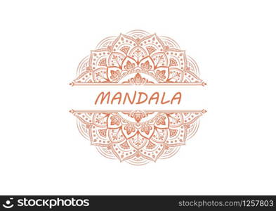 Mandala pattern design template with frame or decorative border vintage stay. Vector illustration.