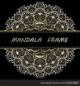 Mandala pattern design template with frame or decorative border vintage stay. Vector illustration.