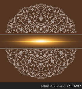 Mandala pattern design template with frame or decorative border vintage stay. Vector illustration.