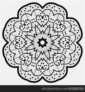 Mandala. Round Ornament Pattern in Black Color.
