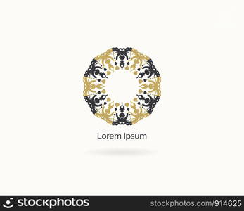 Mandala vector logo design. Round decorative and geometric emblem. Luxury floral and flower style emblem.