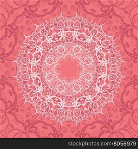 Mandala. Vector vintage background. Hand drawn illustration.. Pink Mandala.