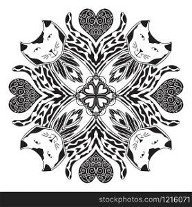 Mandala with happy cats. Valentines day design. Mandala with happy cats. Valentines day design.