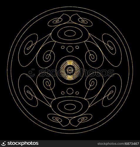 Mandalas for coloring book. Decorative black and white round outline ornament. Unusual flower shape. Oriental vector and anti-stress therapy patterns. Gold mandala for coloring book. Decorative black round outline ornament. Unusual flower shape. Oriental and anti-stress therapy patterns. Vector yoga logos design element.