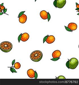 mandarin clementine orange fruit vector seamless pattern thin line illustration. mandarin clementine orange fruit vector seamless pattern