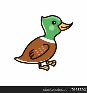 Mandarin duck. Animal on farm. Poultry. Vector doodle illustration for kids. Sticker.